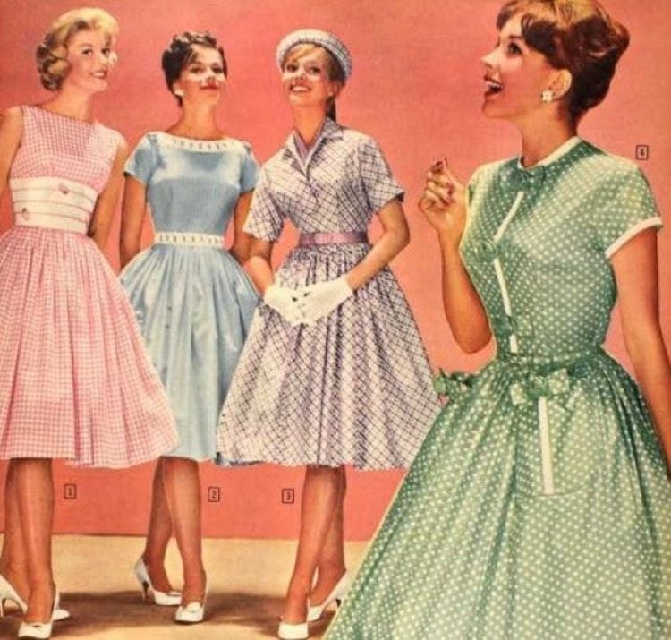 moda elegante meninas vestidas estilo dos anos 1950 1960. festa de