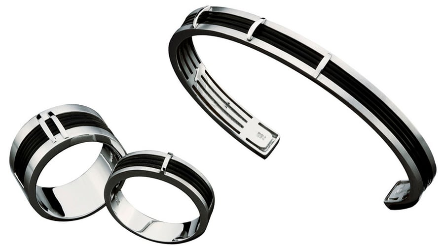 bracelete masculino preto e metálico