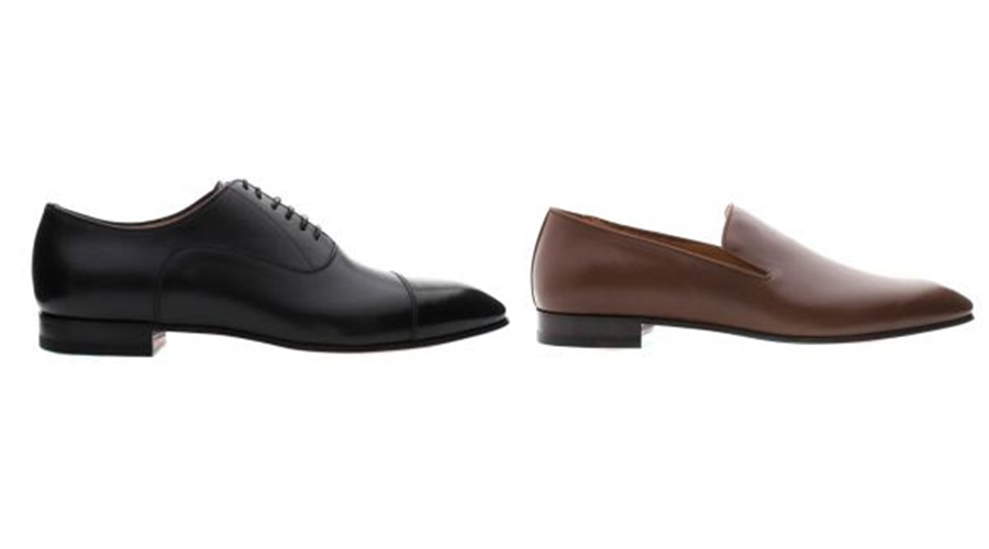 Sapatos da Louboutin masculinos um preto um marrom