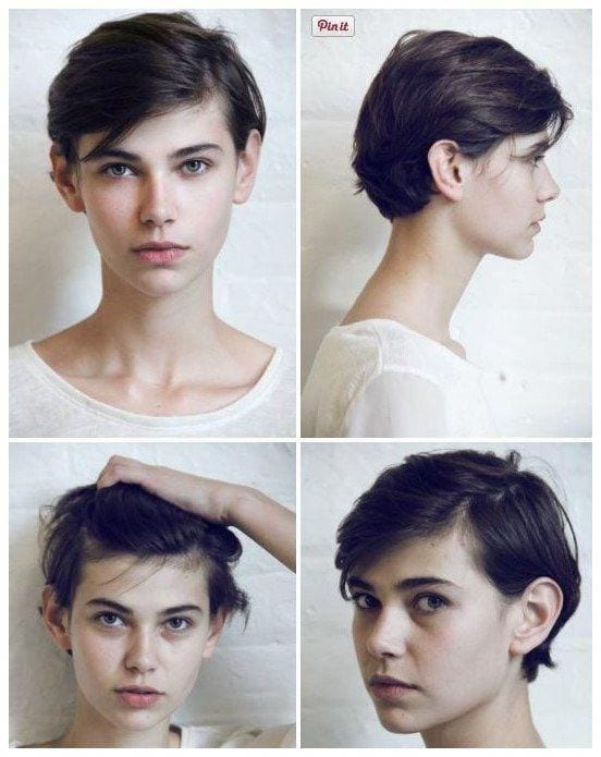 Corte cabelo curto montagem com 4 fotos