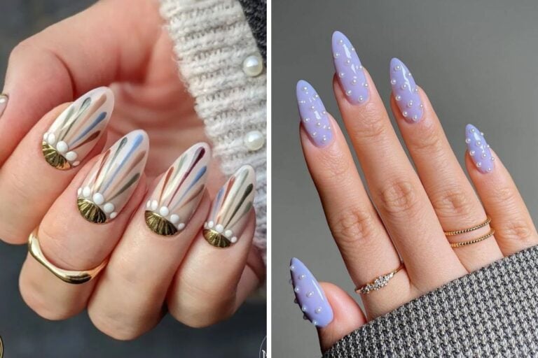 Opções de unhas com pérolas