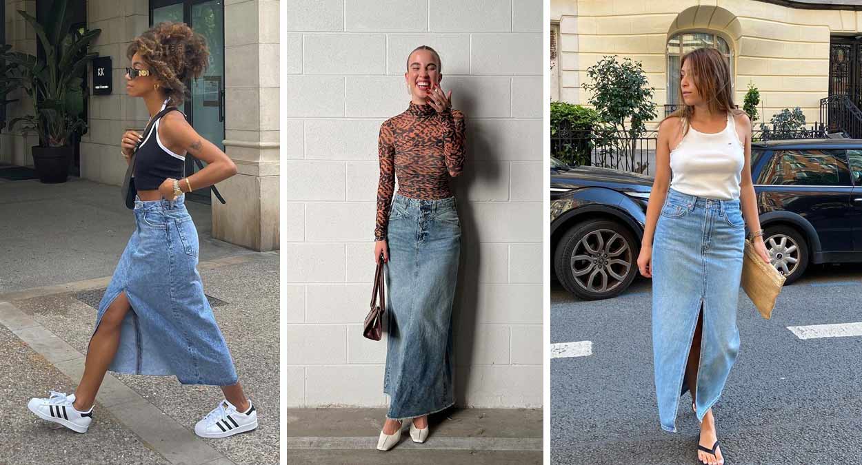 Saia longa jeans: tudo sobre a tendência polêmica da vez