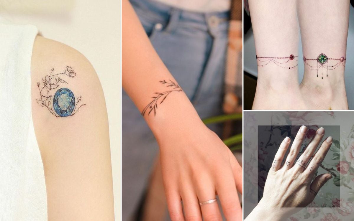 Tatuagens que imitam joias e acessórios: 40 inspirações de tattoo de anel,  pulseira, colar e pedras preciosas