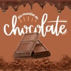 Montagem de fundo marrom com chocolate derretido, chocolate em pó, chocolate em barra e frase "dia mundial do chocolate"