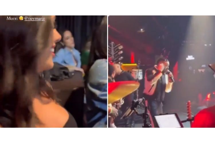 foto de Bruna Biancardi no show de Belo enquanto o cantor dedicava uma música para ela a pedido de Neymar