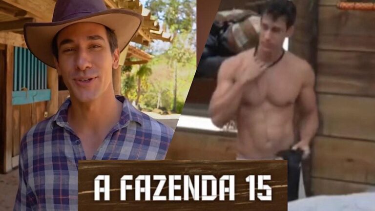 A Fazenda 15 – Henrique Martins surge “animado” e tem partes íntimas elogiadas na web: “Gigante”