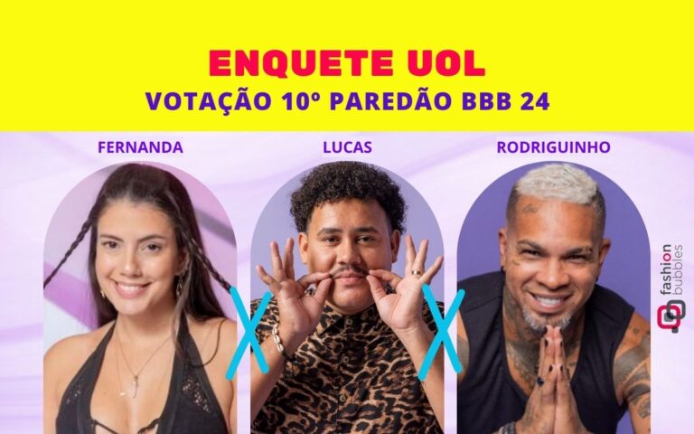 Quem sai do BBB 24? Parcial da Enquete UOL atualizada agora já mostra quem será eliminado no 10º Paredão