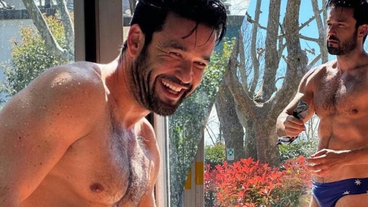 Aos 43 anos, Sergio Marone surge só de sunga e deixa internautas afoitos: “Bela alongada”