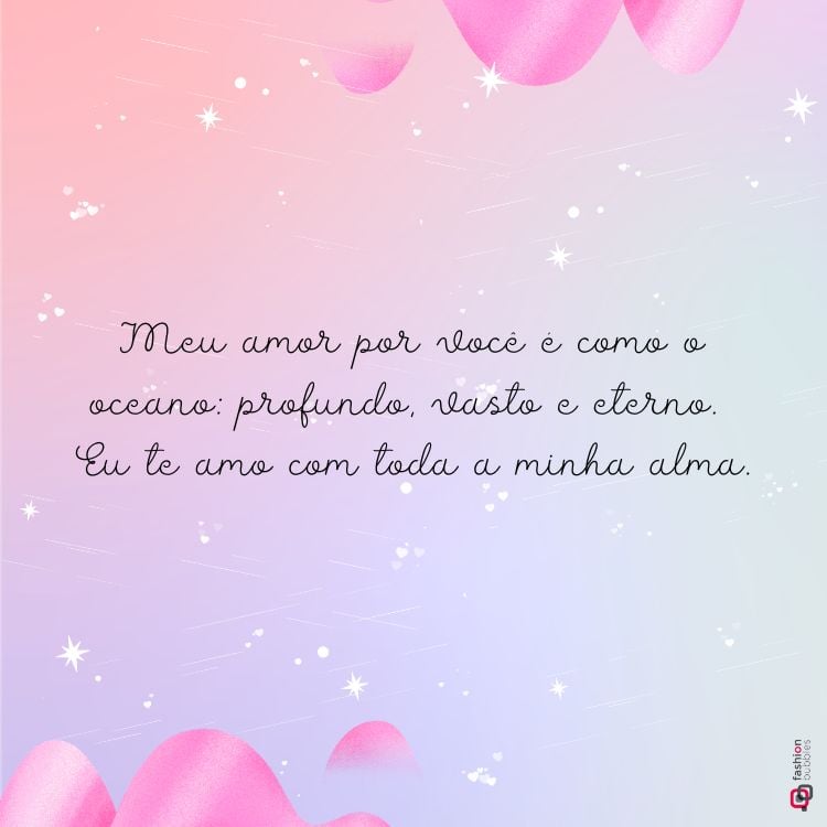 Frase de amor escrito em fundo lilás com estrelas