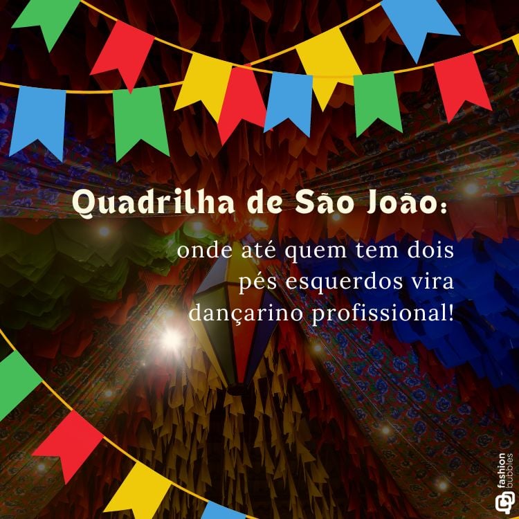 Frase do Dia de São João escrita em fundo de foto de decoração junina