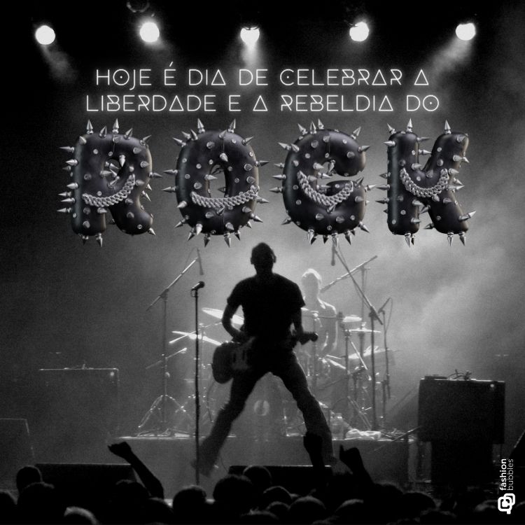 Frases de rock'n'roll escrita em fundo de  pessoa fazendo show rocando guitarra em palco