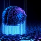 Desenho digital de cérebro e inteligência artificial