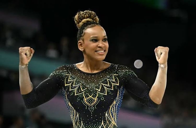 Rebeca Andrade durante as Olimpíadas de 2024