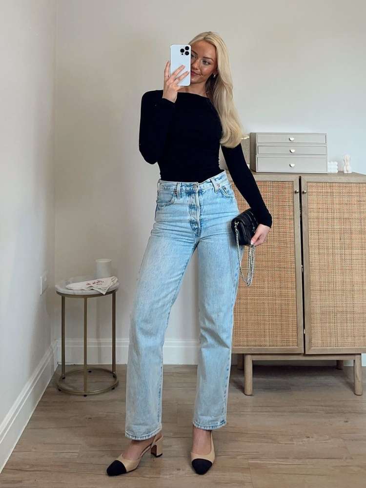 Look com calça jeans reta