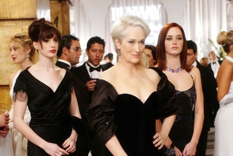 Personagens do longa "O Diabo Veste Prada". Anne Hatway, Meryl Streep e Emily Blunt