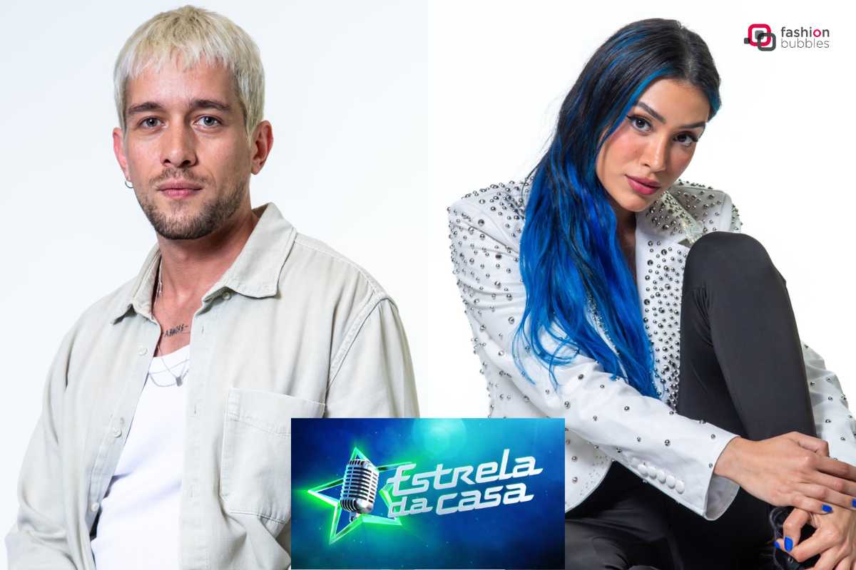 Matheus Torres e Unna X lado a lado. Estão em um fundo branco, ele tem o cabelo loiro e ela preto com azul.