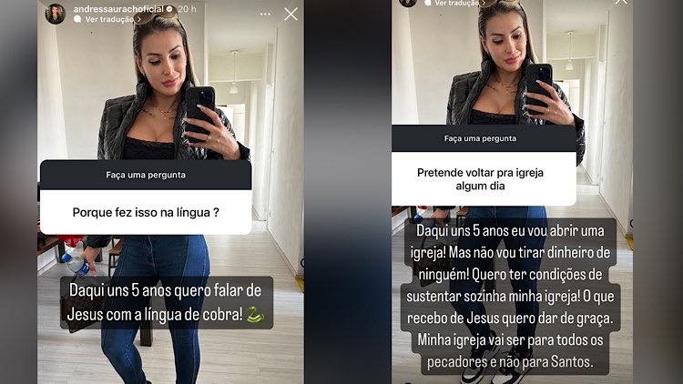 Andressa Urach revela que tem planos de fundar sua própria igreja.