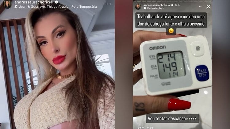 Andressa Urach passa mal durante trabalho.