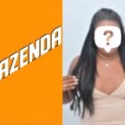 Logo de A Fazenda 2024 e, ao lado, foto de uma mulher negra desfocada, com o símbolo de um ?.