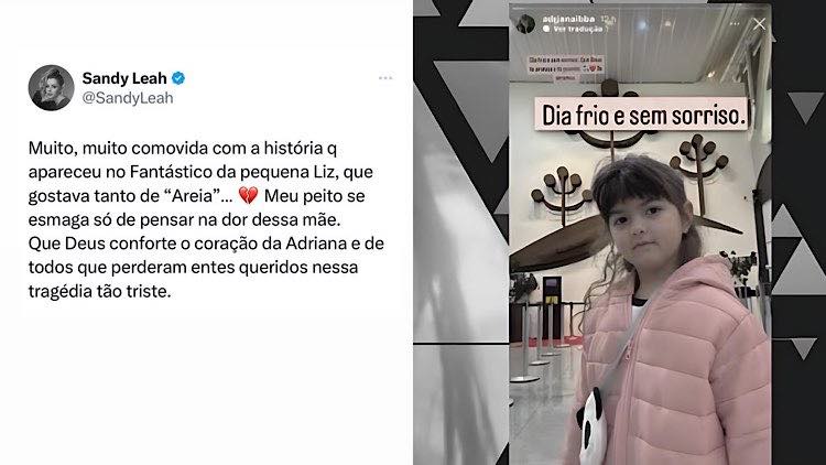 Sandy se emocionou ao ver matéria do Fantástico sobre uma fã mirim que morreu no acidente aéreo em Valinhos.