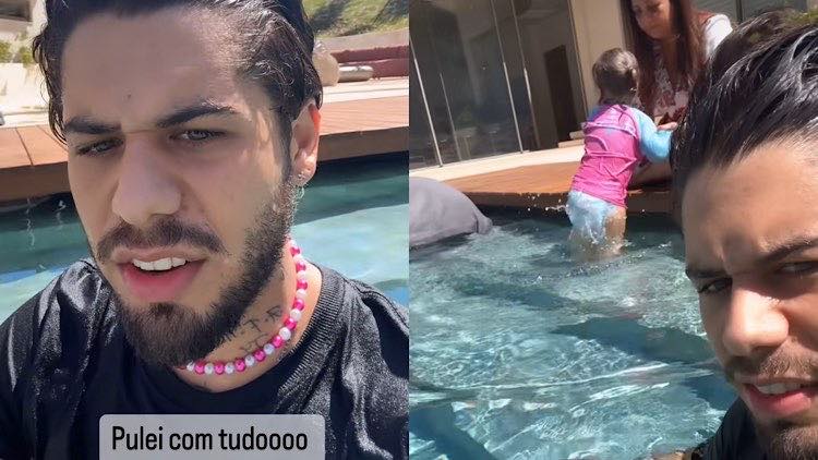 Zé Felipe relata salvamento de filha que quase se afogou na piscina.