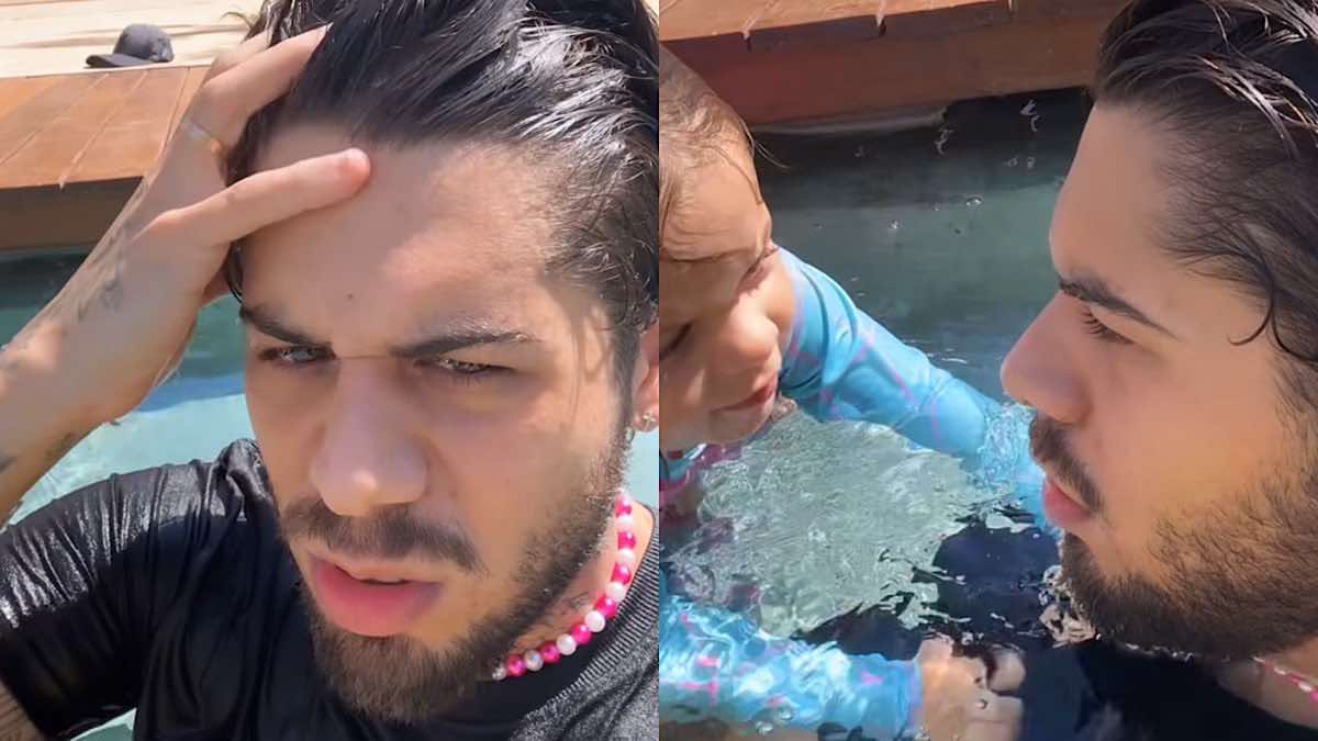 Zé Felipe relata salvamento de filha que quase se afogou na piscina.