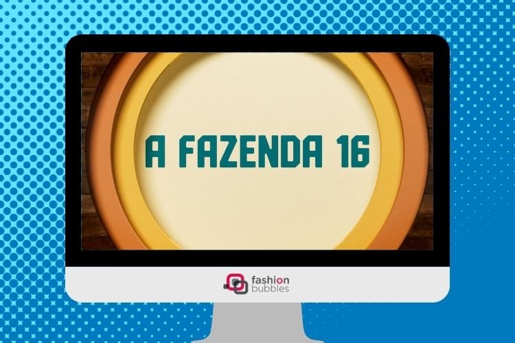 Foto de televisão com logo de A Fazenda 16, simbolizando que horas começa o programa