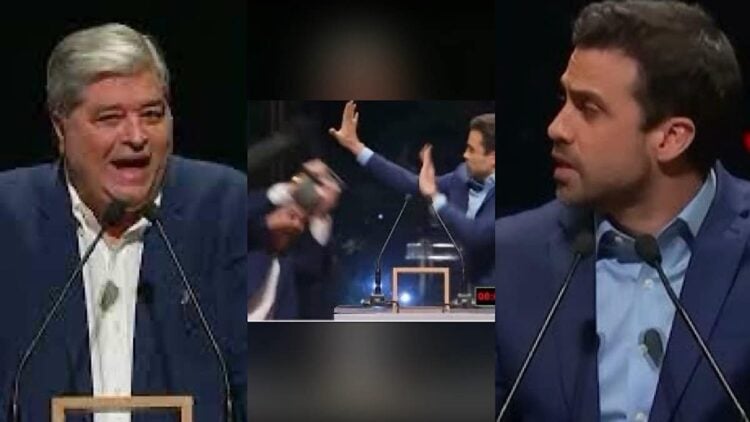 Pablo Marçal e Datena brigam em debate da TV Cultura.