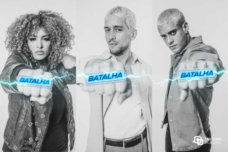 Montagem de fotos de três participantes do Estrela da Casa na 5ª Batalha