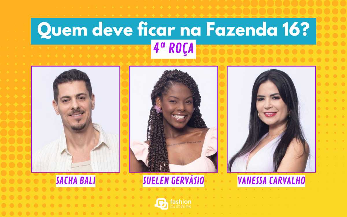 Enquete A Fazenda 16: Sacha Bali, Suelen Gervásio e Vanessa Carvalho estão na 4ª Roça. Quem você quer que FIQUE?