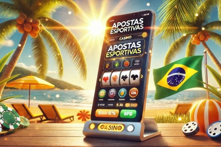 Imagem gerada por inteligência artificial de um celular com a tela aberta em jogo de cassino do app 1win