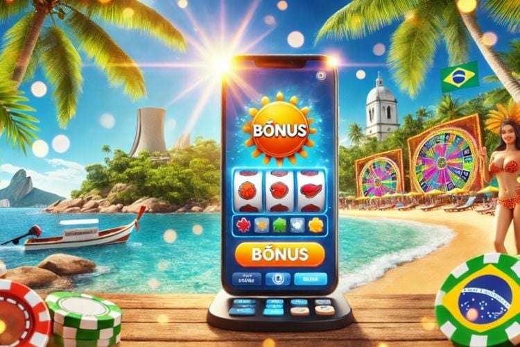 Imagem gerada por inteligência artificial de um celular com a tela aberta em um jackpot