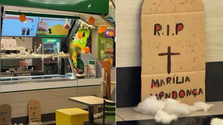 Marília Mendonça vira decoração de Halloween em rede de lanchonete.