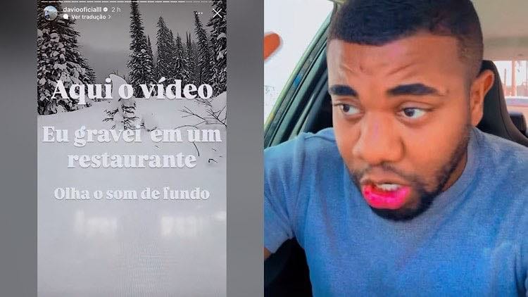 Davi Brito afirma que não quis enganar ninguém ao postar vídeo esquiando no Chile.